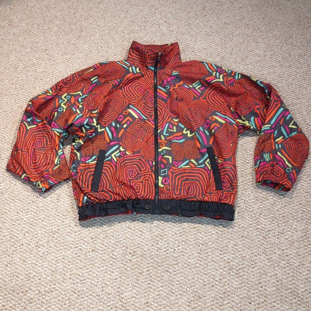 Vintage 90s Sergio Tacchini Tracksuit Windbreaker Jacket Womens 12 Abstract